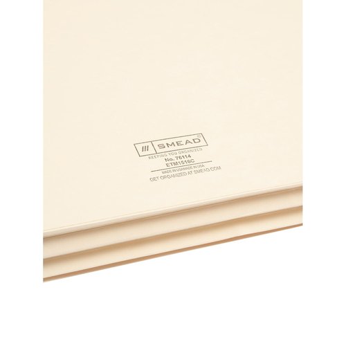 Smead End Tab File Pocket, Reinforced Straight-Cut Tab, 1-3/4" Expansion, Manila Gusset, Legal Size, Manila, 25 per Box (76114)