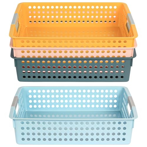 DLUCKY 4-Pack Classroom Paper Storage Trays with 4 Colors, Holds A4 Paper & Documents