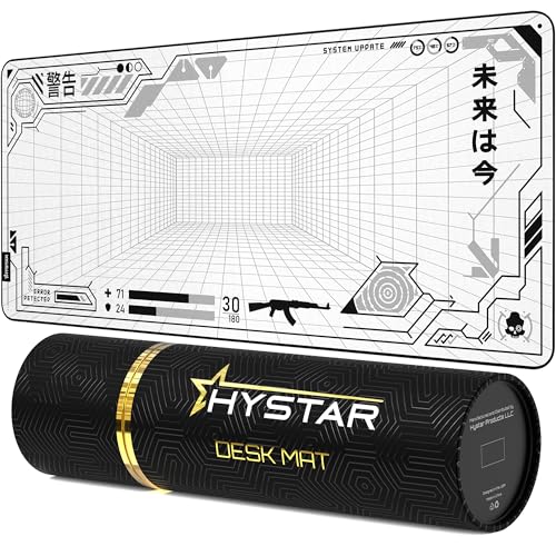 Hystar¢ç Extended Gaming Mouse Pad | XXL 36" x 16" | 5mm Thick, Waterproof Surface, Smooth Polyester Fabric, and Natural Rubber Base | Mainframe (Light)