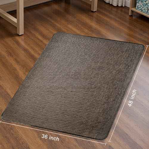 Sycoodeal Office Chair Mat for Hardwood & Tile Floor, 36" x 48" Heavy Duty Computer Gaming Chair Mat for Rolling Chairs Non-Curve, Anti-Slip, Floor Protector for Home Office (Coffee)