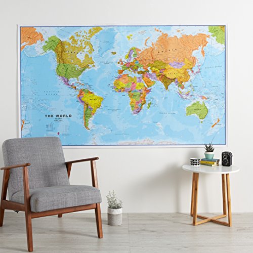 Maps International Giant World Map - Mega-Map Of The World - 46 x 80 - Fully Laminated - 2025 Updated