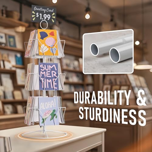 ANBOXIT White 12-Pocket Rotating Greeting Card Display Stand