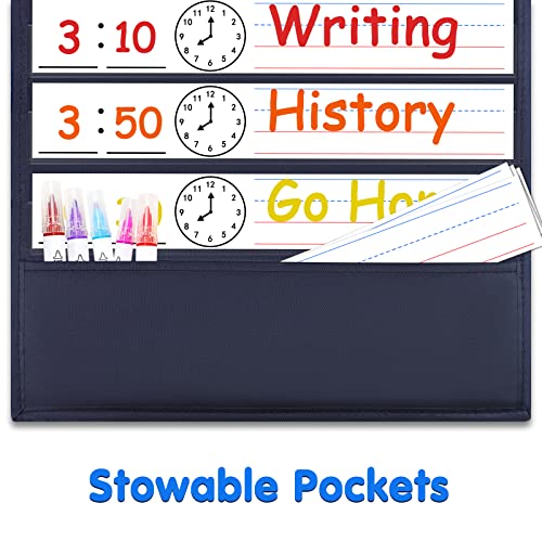 Black Daily Schedule Pocket Chart for Kids Classroom Organization