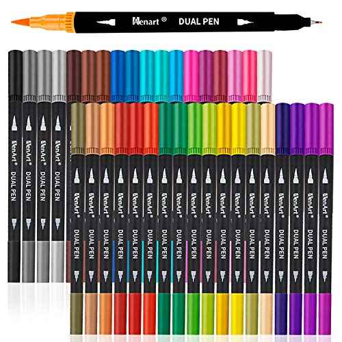 Dual Markers Brush Pens, 36 Fine Point Art Marker, Double Tip Colored Pen for Adult Coloring Hand Lettering, School Classroom Art Suppliers
