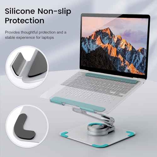 acer Laptop Stand for Desk - with 360 Swivel Base, Rotating Laptop Riser for Desk, Adjustable Computer Stand for Laptops, Ergonomic Riser Holder Foldable, Portable MacBook Pro Air (10-16") - Silver