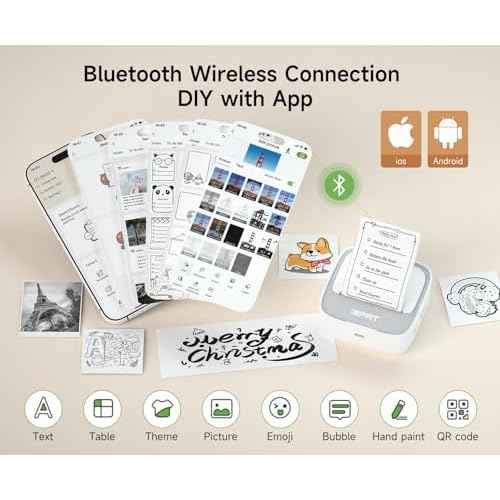 iDPRT Portable Sticker Maker Machine with 1 Roll Sticker Paper, Mini Printer Efficiently and Quickly, Thermal Printer for Study Notes, Pictures, DIY, Label, Free App with Multiple Templates, Grey