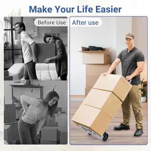 Folding Hand Truck and Dolly, 200 LB Capacity Upgraded Aluminum Dolly Cart, Portable Folding Hand Cart for Travel, Moving, Shopping, Office Use, Black