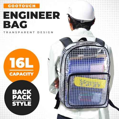 Engineer Bag -15.7 Inches Transparent Cleanroom Tool Backpack Simple Style (16 Liters)