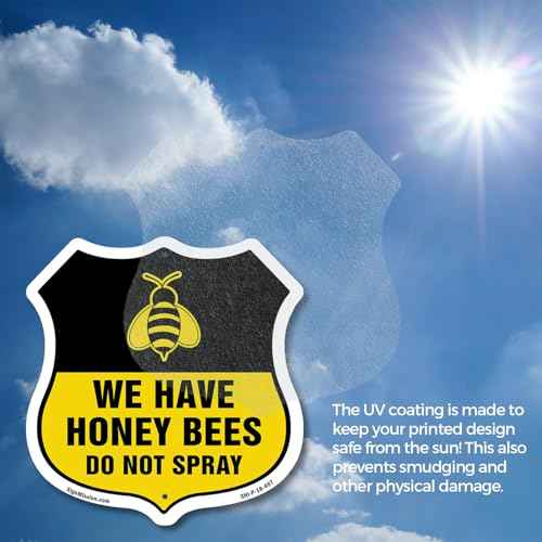 No Spray Shield Sign We Have Honey Bees Do Not Spray (5 Pack) 12 inch X 12 inch Shield-Shaped Rust-Free Aluminum Metal Signs Weather Resistant, UV Protected for Workplace Made in the USA