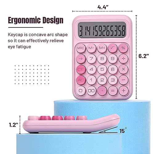 Mr. Pen Mechanical Switch Calculator - 12 Digit Large LCD Display, Pink with Big Buttons