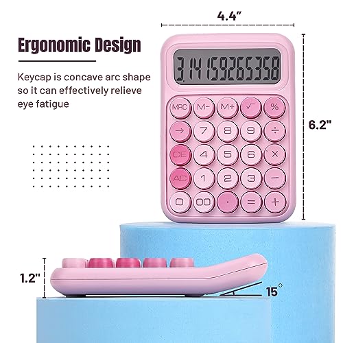 Pink Mechanical Switch 12-Digit Calculator with Large LCD - Mr. Pen
