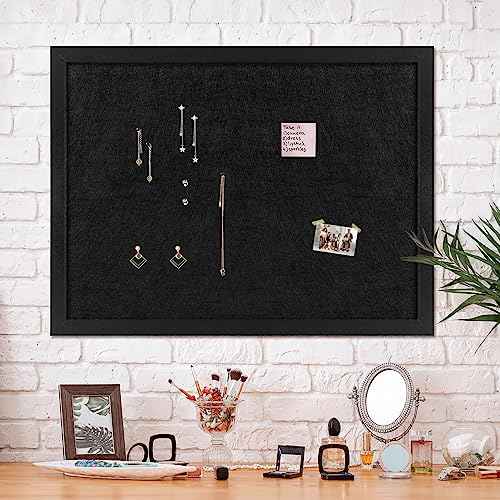 TORASO Cork Board Bulletin Board, 23.5" X 35.5" Cork Boards for Walls with Pins, Eye Bolts, gaskets, Screws, Pin Board for Office, School and Home (BK,60x90cm,1p)