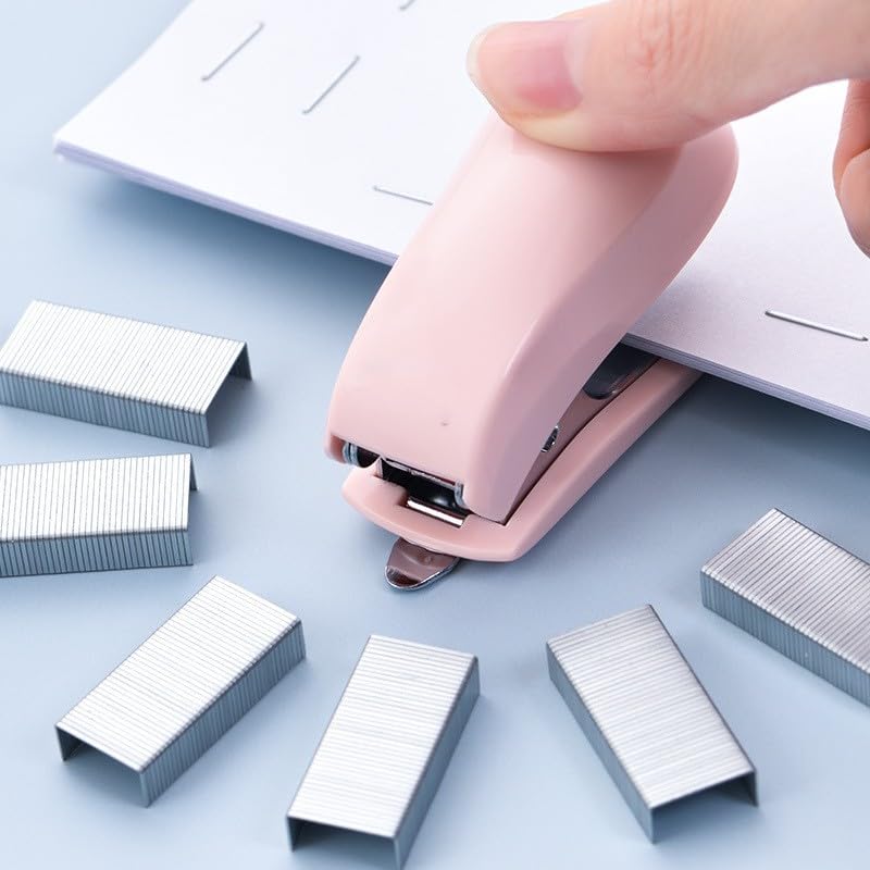 Pink Knamoda Mini Stapler with Staples - Cute Small Office & Desk Stapler (Pink)
