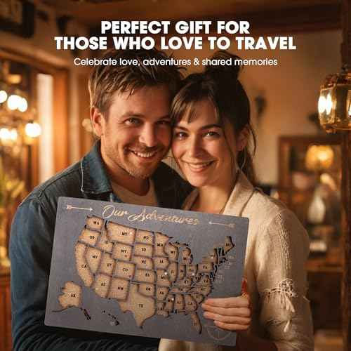 Luoyadee Cork Board USA Map Pin Board, US Map Tracker for Travel, Maps of USA for Traveling, United States Travel Maps for Couples Gift for RV Vacations, Home Classroom Wall Deocor, 12" x 8"
