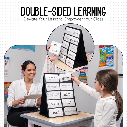 Essex Wares Tabletop Pocket Chart Stand - 13x17 inch Double-Sided, Black, Variation 1