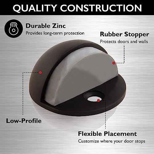 Dome Door Stop Wall Protectors with Rubber Stopper ? Oil Rubbed Bronze Floor Mounted Door Stoppers 10-Pack ? Design House, 188359