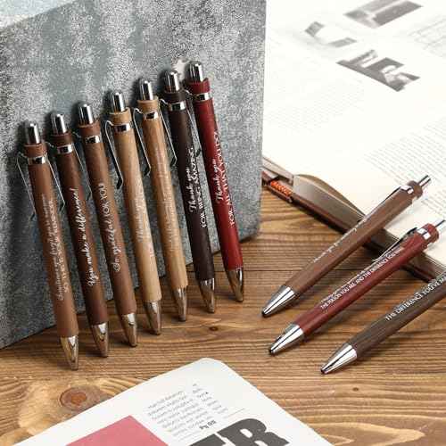 Tellingyou 120 Pcs Employee Appreciation Gifts Bulk Inspirational Bamboo Pen Affirmation Motivational Quote Retractable Ballpoint Pen Thank You Gifts for Coworker Teacher Nurse Christmas Office