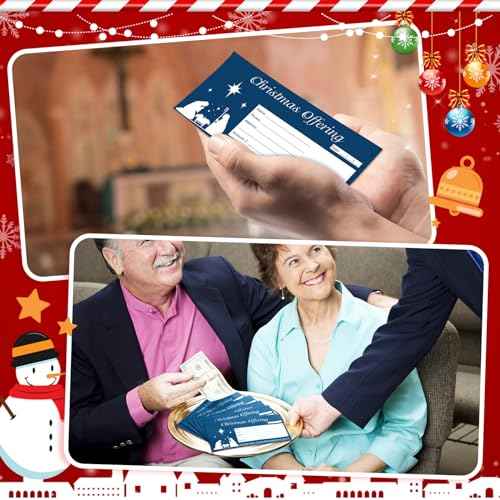 Cholemy 500 Pcs Christmas Offering Envelopes - 6.3 x 3.1 Inch Tithes and Offering Envelopes for Religious Tithe Donation - Bulk Christmas Church Supplies (Star)