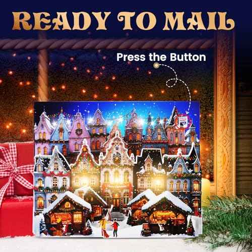 Christmas Cards, Musical Pop Up Cards with Music and Light, Pop up Musical Greeting Card for Christmas Holiday New Year