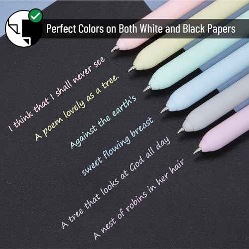 Mr. Pen- Retractable Gel Pens, 6 Pack, Color Ink Gel Pens Fine Point, Pastel Colors, 0.7mm, Back to School Supplies
