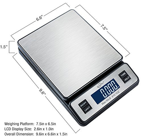 Weighmax W-2809 90 LB Digital Postal Scale with Stainless Steel Platform, AC Adapter Included