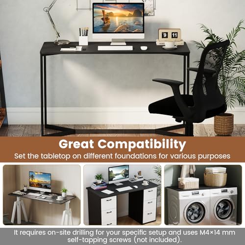 Tangkula 48" x 24" Universal One-Piece Tabletop – Black Rectangular DIY Countertop