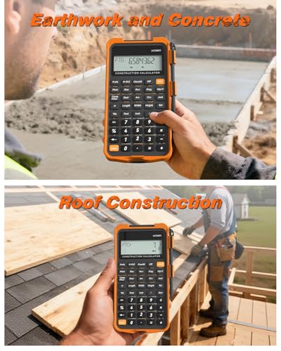 ROATEE Construction Calculator with Writing Tablet Gray-Orange, 200+ Engineering Functions