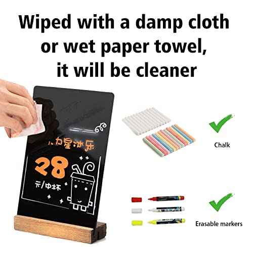 7.9x5.1 Desktop Chalkboard Sign with Wood Base, Message Board Menu Board Kids Chalkboard for Shop Wedding Kitchen Home Party (3 Pack 7.9x5.1)