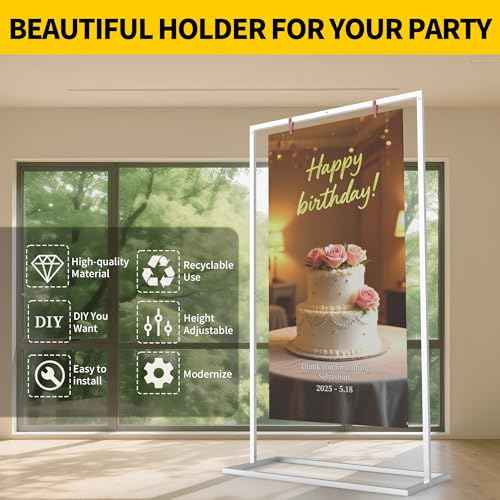 Wedding Welcome Sign Stand, Adjustable Wedding Sign Holder,Heavy Duty Metal Welcome To Our Wedding Sign Display Stand for Wedding Parties Commercial Events (White)