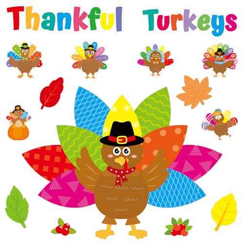 Thankful Turkeys Bulletin Board Thanksgiving Big Turkey Cutouts for Kindergarten Preschool Classroom Wall Door Decoration