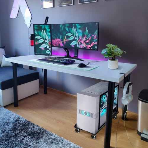 Seloom Computer Tower Stand, Adjustable PC Stand, Heavy-Duty Mobile CPU Tower Holder with Rolling Caster Wheels, Fits Most Gaming Desk Floor
