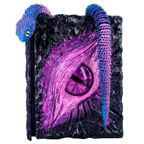 Handmade Big Eye Monster Embossed Journal,Resin Engraving Notebook,Blank Paper,Hardcover Travel Notepad for Writing,Sketchbook,Collection,Gift,Decoration Diary for Man Woman A5 (Purple with snake)