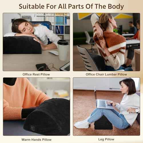 Heated Foot Rest for Under Desk at Work, Ergonomic Footrest Warmer for Office, Foot Warmers for Feet with Double Layer Adjustable Height and Washable Cover, Detachable Heating Design
