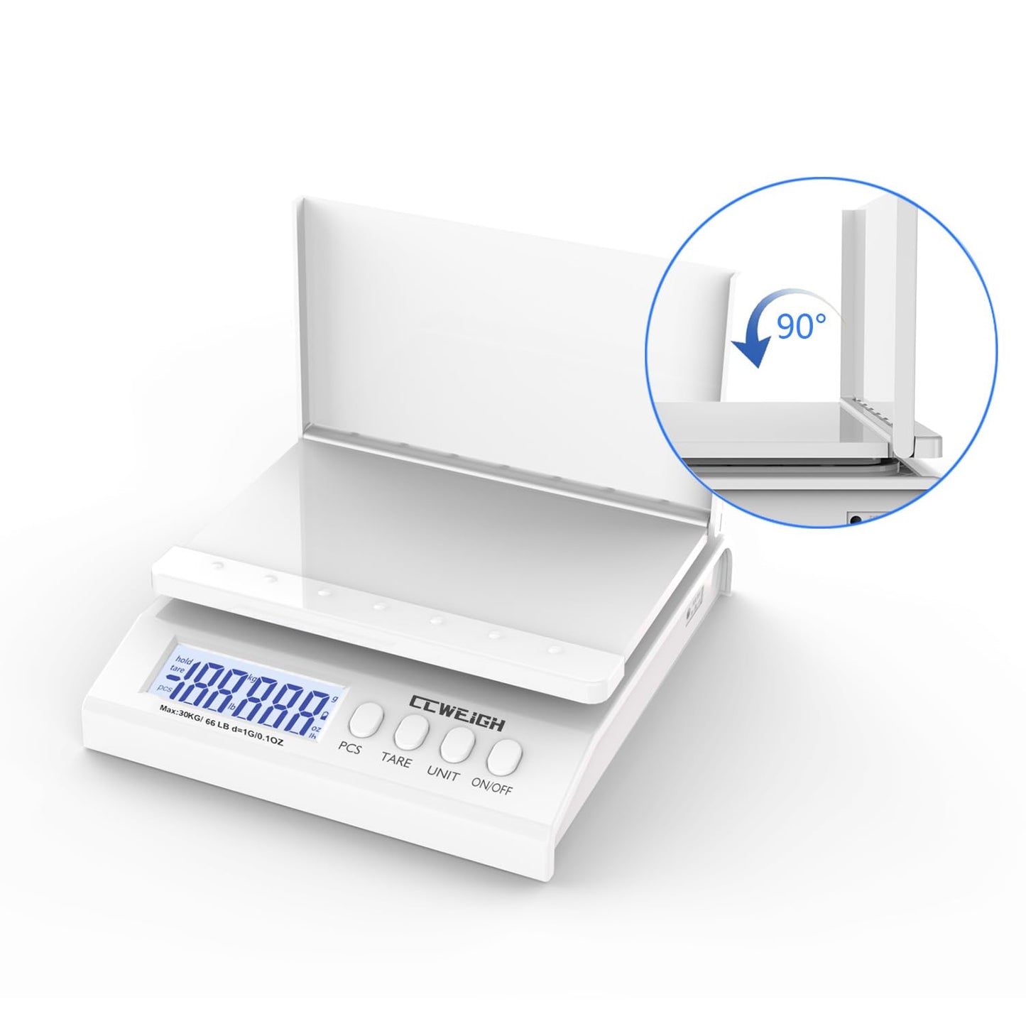 Postal Scale, Transportation Scale, Parcel Scale 30kg/66lb 1g/0.1oz, with Battery and Stainless Steel Scale Plate, can be Used for Home Kitchen, Postal, Transportation, and Parcel