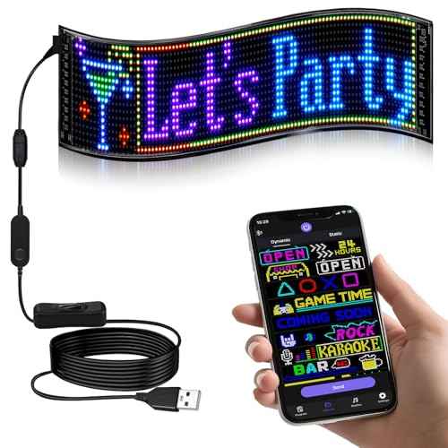Programmable LED Signs | Flexible LED Advertising Sign | Bluetooth APP | Custom Editor Animations/Text/Graffiti (23"x 5")