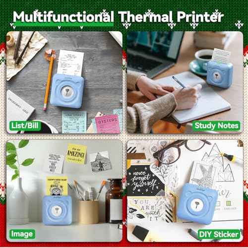 PeriPage A6 Mini Printer, Portable Thermal Printer, Mini Sticker Printer, Bluetooth Connected Phone, Compatible with iOS and Android, Printable Labels, Receipts, Notes, Photos (Blue)