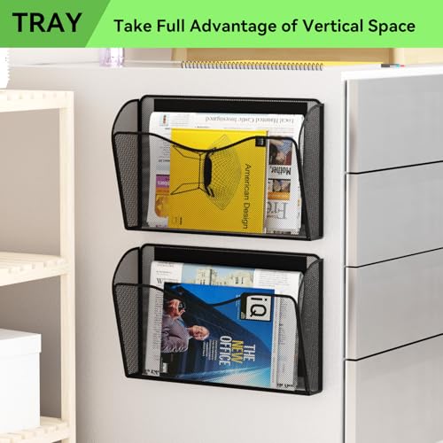 GDINDINFAN 3 Pack Magnetic File Holders Black Heavy Duty Wall Organizer