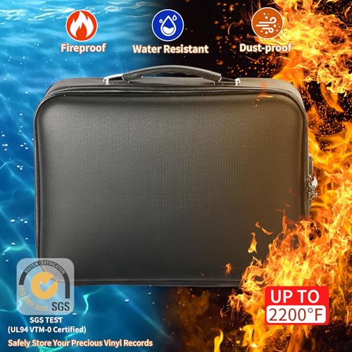 Fireproof Safe Document File Organizer Box, 5200¡ÆF Portable File Organizer with Lock,Hard Case Highly Flame-Resistant Fire Proof Waterproof File Bag with Lock, Fire Safe Home Valuables Storage