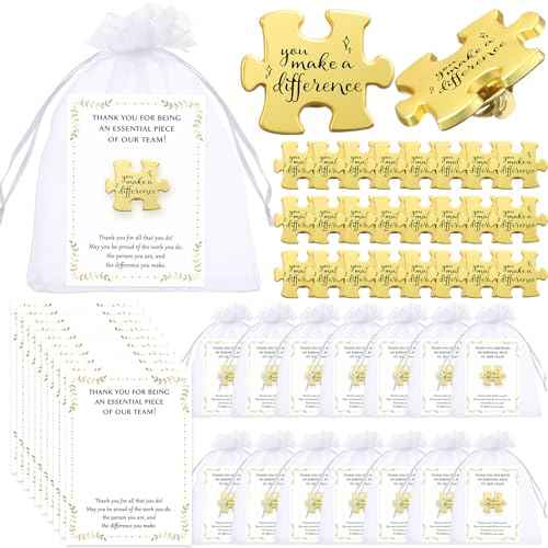 Christmas Employee Appreciation Gifts Puzzle Piece Lapel Pin Inspirational Thank You Cards for Team Coworker Staff
