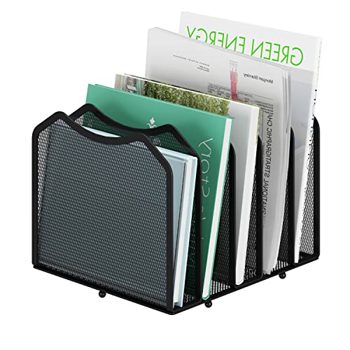 Simple Trending 5-Section Vertical File Organizer Black - Extendable Desk Storage