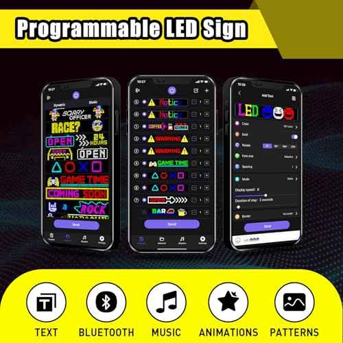 Programmable LED Signs | Flexible LED Advertising Sign | Bluetooth APP | Custom Editor Animations/Text/Graffiti (23"x 5")