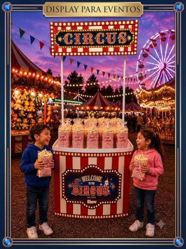 Circus Carnival Booth Stand for Parties - Plastic Display Stand with Storage