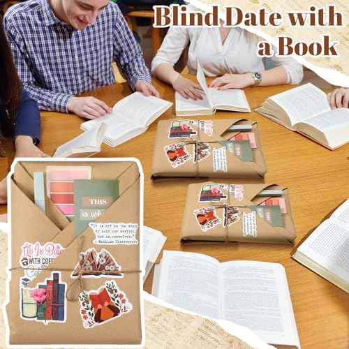 24 Set Blind Date with a Book Gift Box Supplies Kits Excluding Books Book Club Gifts Bulk for Women Book Lovers Bookish Gifts Librarian Readers Gifts for Teachers Friends Men (Brown)