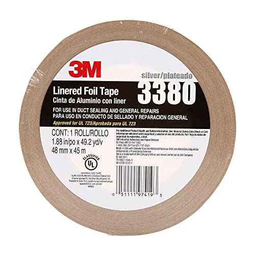 3M Aluminum Foil Tape 3380, Silver, 48 mm x 45 m, 3.25 mil