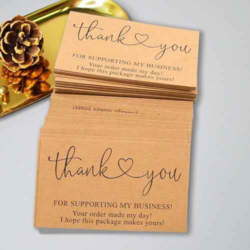 200Pcs Brown Thank You for Supporting My Business Cards,2 x 3.5 Inches / 9 x 5 cm Small Bulk Customer Appreciation Card for Small Business Packaging Supplies