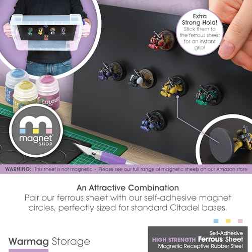 TMS Magnet Receptive Sheets with Adhesive Backing for Craft and Magnetic Miniatures Storage | Flexible Rubber Sheet Metal | 5 Pack, 30 mil Thick, 8.5¡± x 12.3¡± | Fits Inside US Really Useful Box