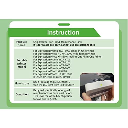 Goprint T3661 Maintenance Ink Tank Chip Resetter Waste Box for XP-15000 XP-6000 XP-6100 XP-6001 XP-6005 XP-8500 XP-8600 XP-970 XP-15050