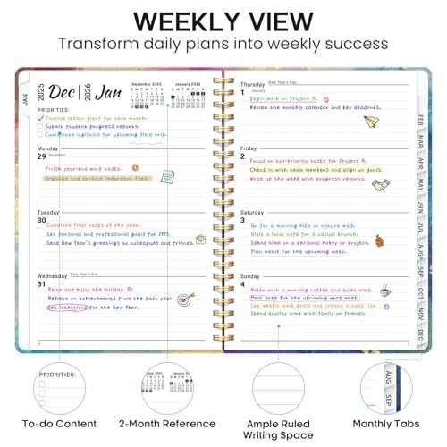 2026 Planner, Weekly and Monthly Calendar Planner Book, January 2026 - December 2026, Hardcover Spiral Planner with Monthly Tabs, Notes Pages, Perfect for Women & Men, A5 (6.4" x 8.5") - Gold