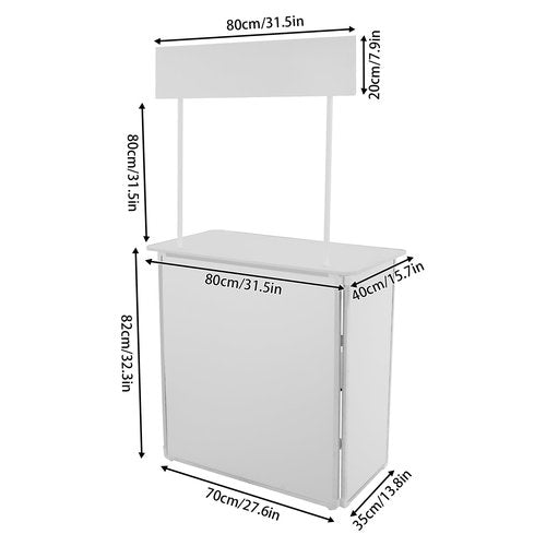 BOPRCSH Portable Tradeshow Podium Table, Popup Promotional Counter Table Booth Display Banner Stand Tradeshow Countertop 88.18lbs Capacity, Exhibition Counter Stand Booth with Storage Bag