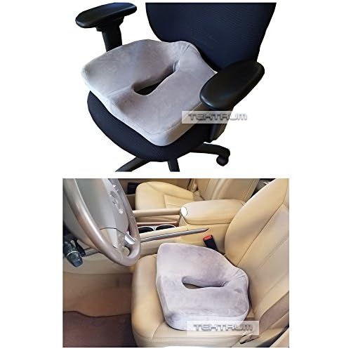 Tektrum Orthopedic Cool Gel Enhanced Seat Cushion, Gel Memory Foam Coccyx Cushion for Back Pain, Sciatica, Tailbone, Prostate, Sitting Long Hours -Office, Home, Car, Plane, Wheelchair (02NJ-Grey)